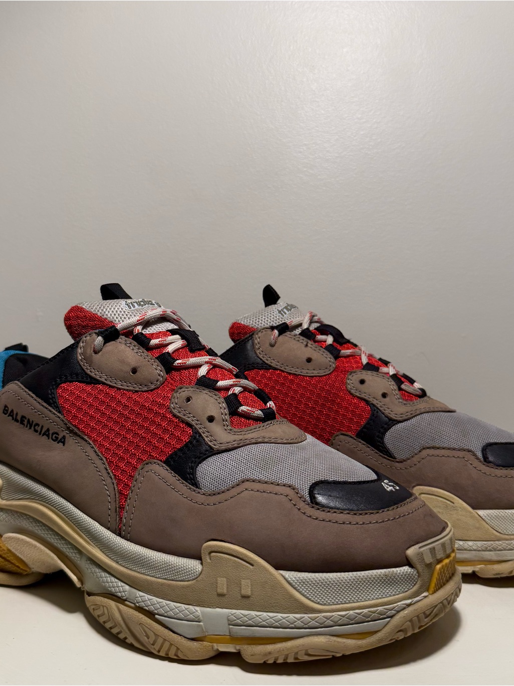Balenciaga Triple S Sneaker Blue Red Menâs Size 12 Oversized Beige Black 2018